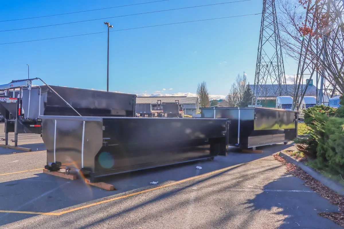 Roll-off dumpster ready for waste disposal at job site for Construction Dumpster Rental in Brentwood